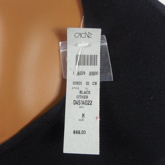 *HOST PICK* CACHE Top M New $88 SILK Knit Shirt Black with Rhinestone Buttons - Picture 3 of 7